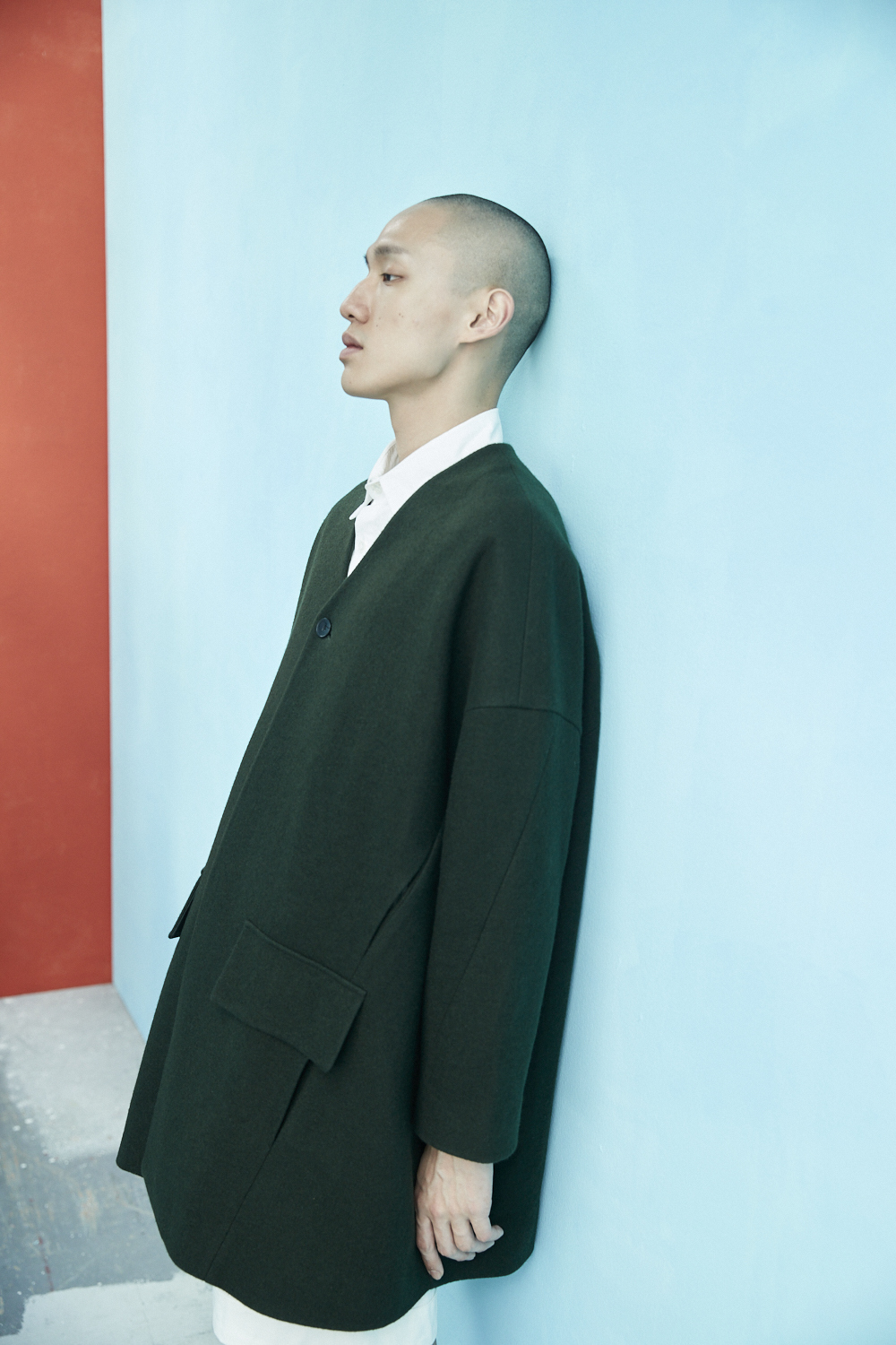 超落肩拉克蘭無領大衣