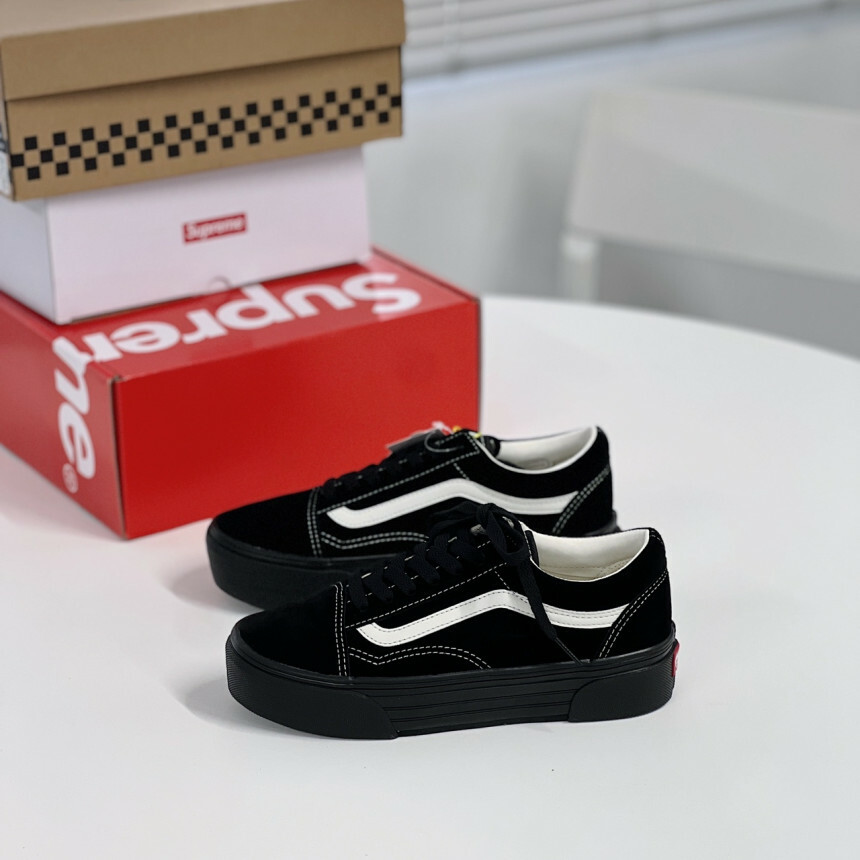 Vans Old Skool CHKY 日本限定 全黑 黑色 厚底 增高 帆布鞋 661275-0003