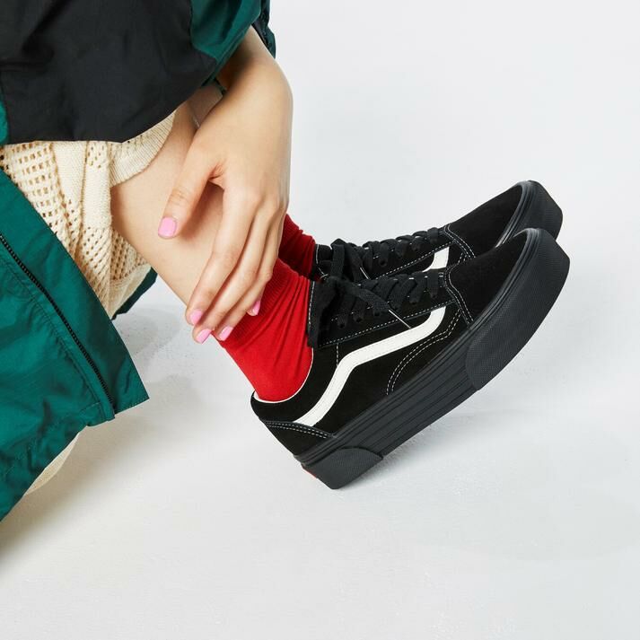 Vans Old Skool CHKY 日本限定 全黑 黑色 厚底 增高 帆布鞋 661275-0003