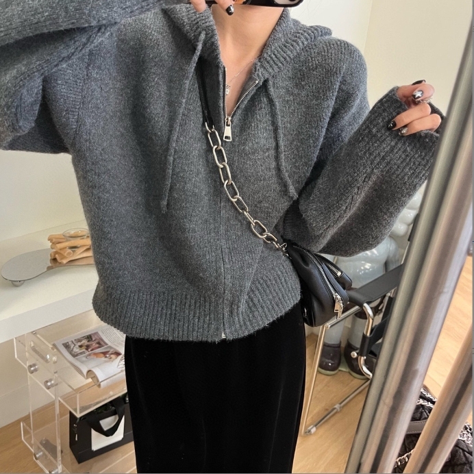 ᴋᴏʀᴇᴀ🇰🇷短版連帽軟糯針織開衫(三色)