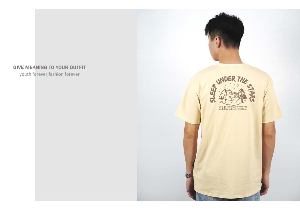 RETOP 萊卡系列 野營舒眠熊涼感萊卡圓領T 卡其