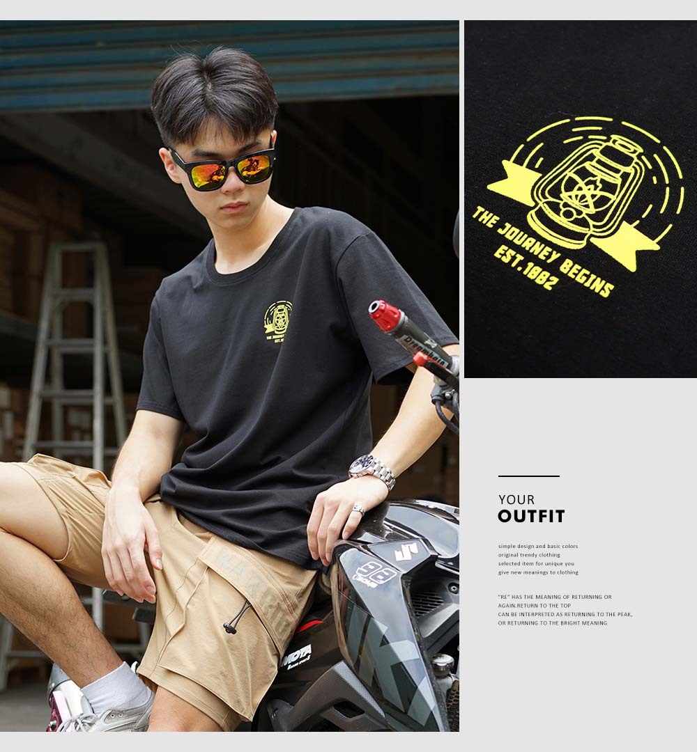 RETOP 萊卡系列 野營舒眠熊涼感萊卡圓領T 黑