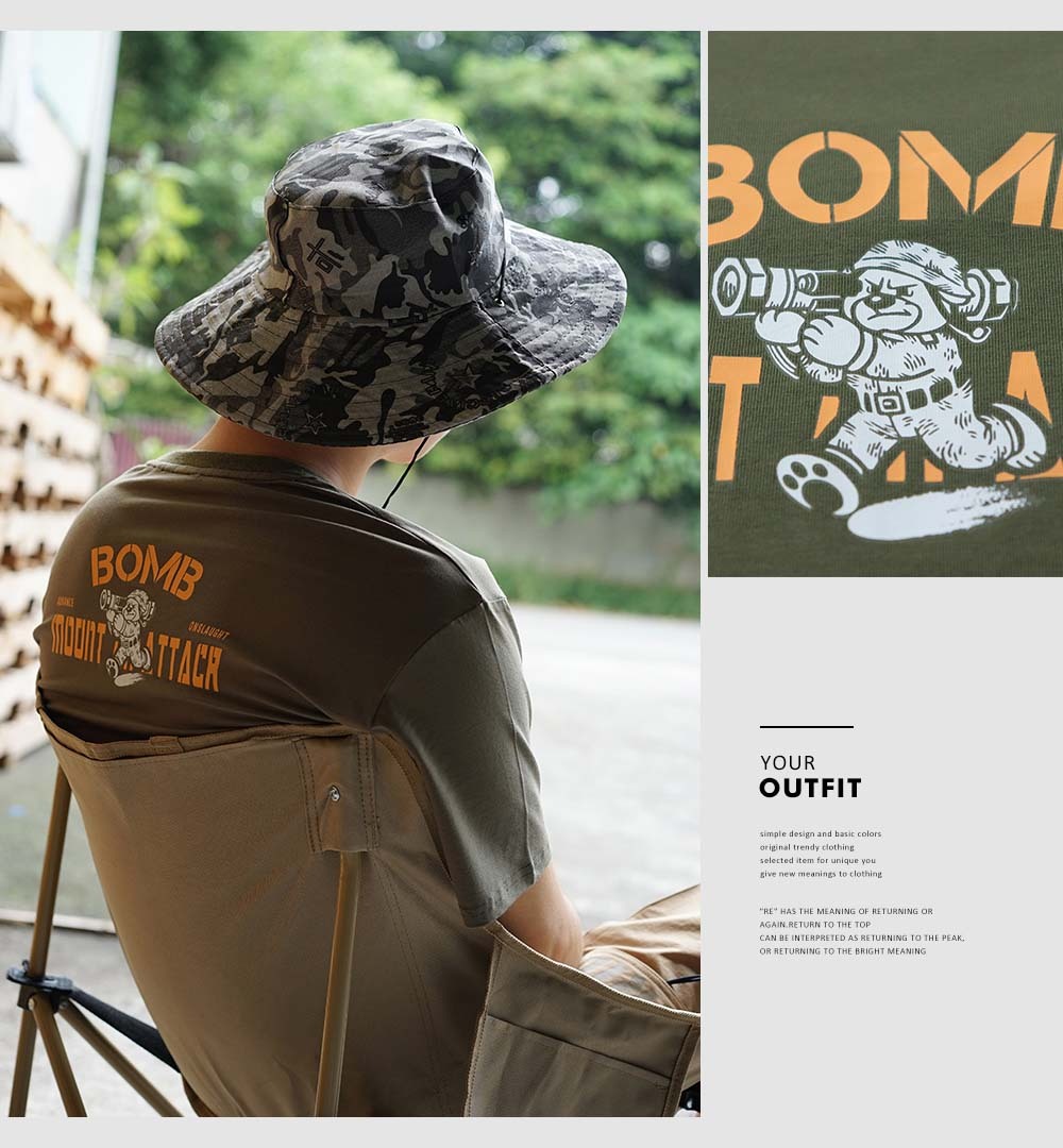 RETOP 萊卡系列 軍事戰術熊涼感萊卡圓領T 軍綠