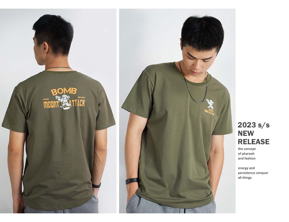 RETOP 萊卡系列 軍事戰術熊涼感萊卡圓領T 軍綠