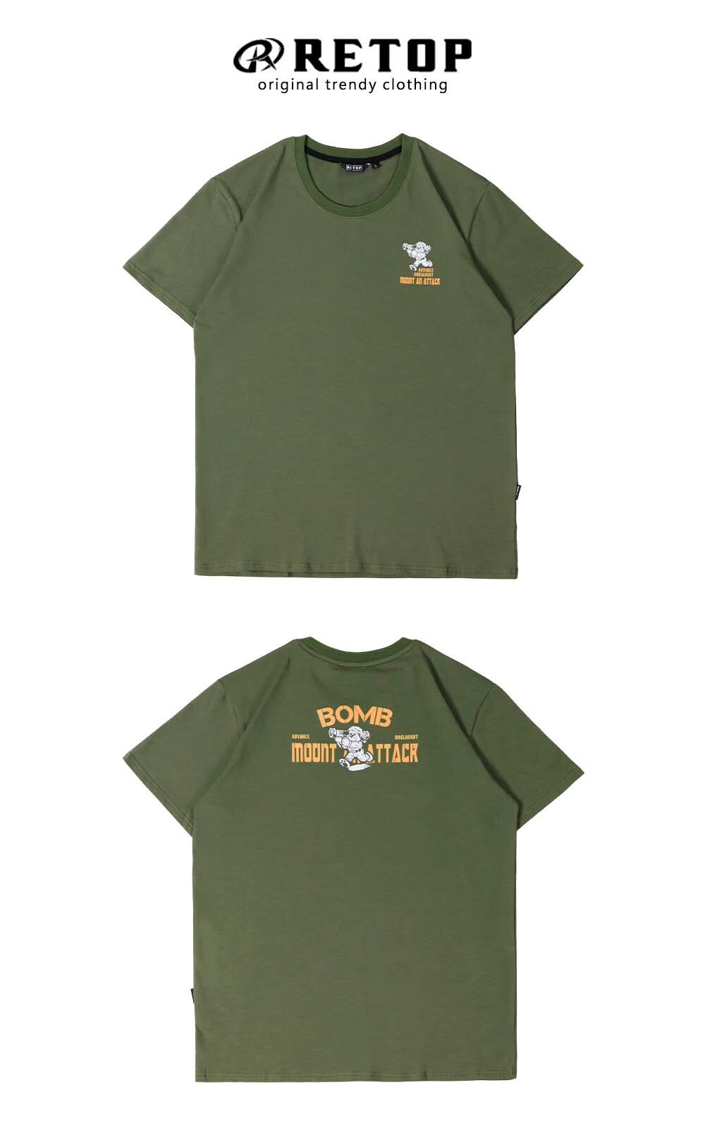 RETOP 萊卡系列 軍事戰術熊涼感萊卡圓領T 軍綠