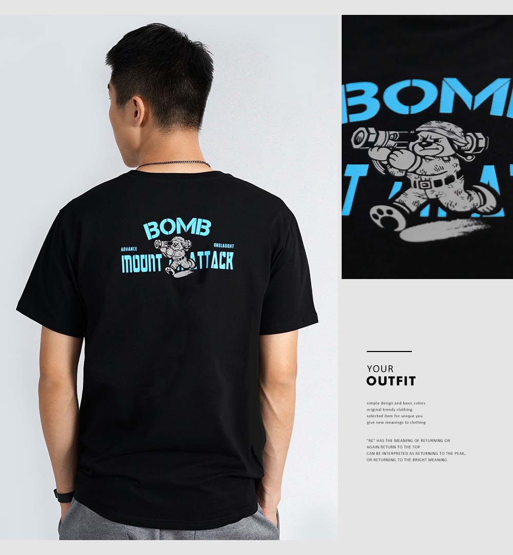 RETOP 萊卡系列 軍事戰術熊涼感萊卡圓領T 黑