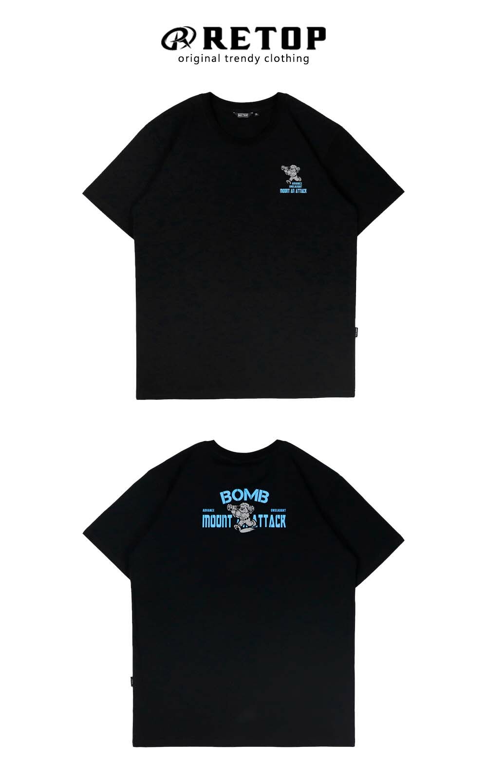 RETOP 萊卡系列 軍事戰術熊涼感萊卡圓領T 黑