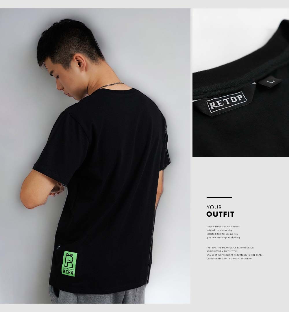 RETOP 萊卡系列 頑童歷險記涼感萊卡圓領T 黑