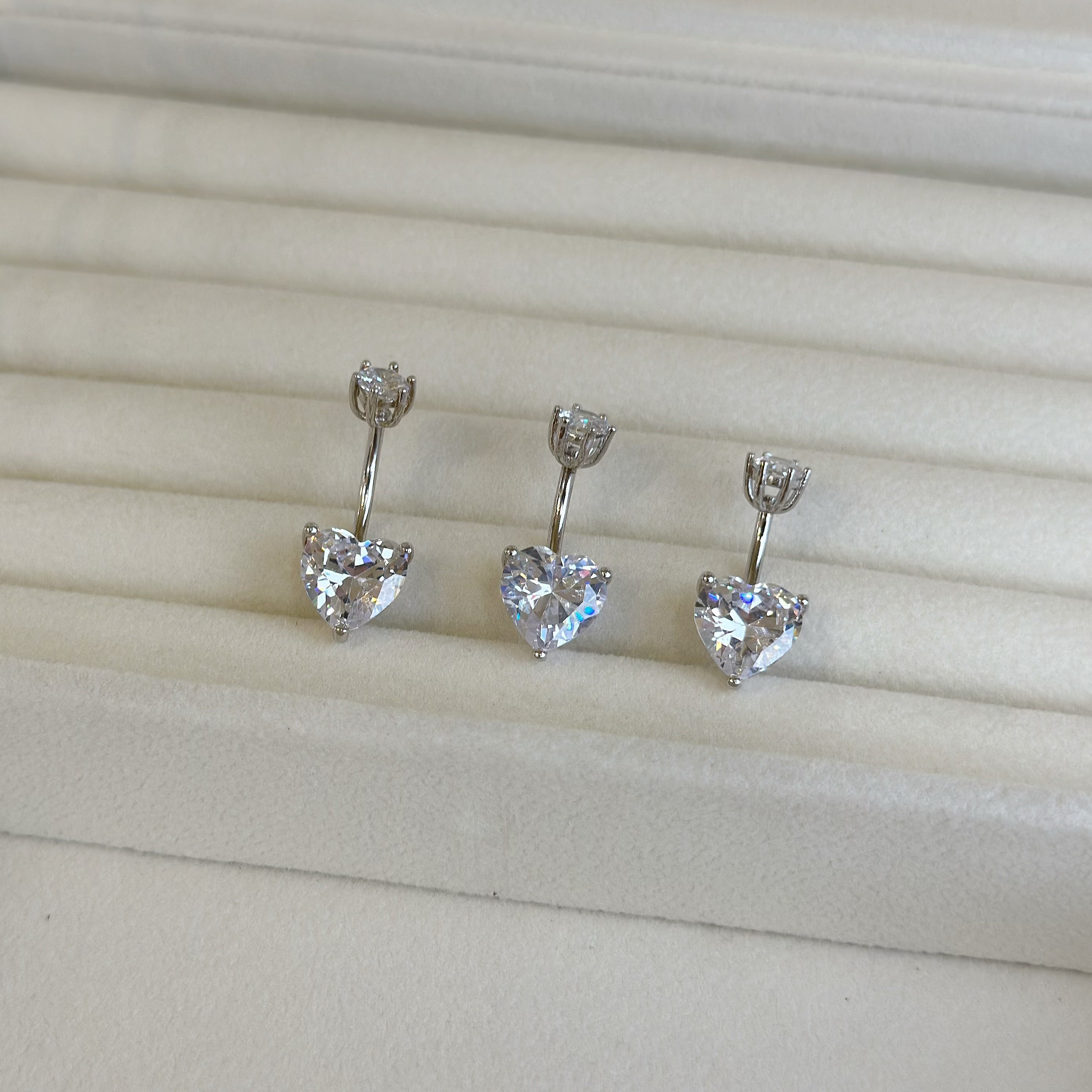 【純銀】鋯石愛心肚環