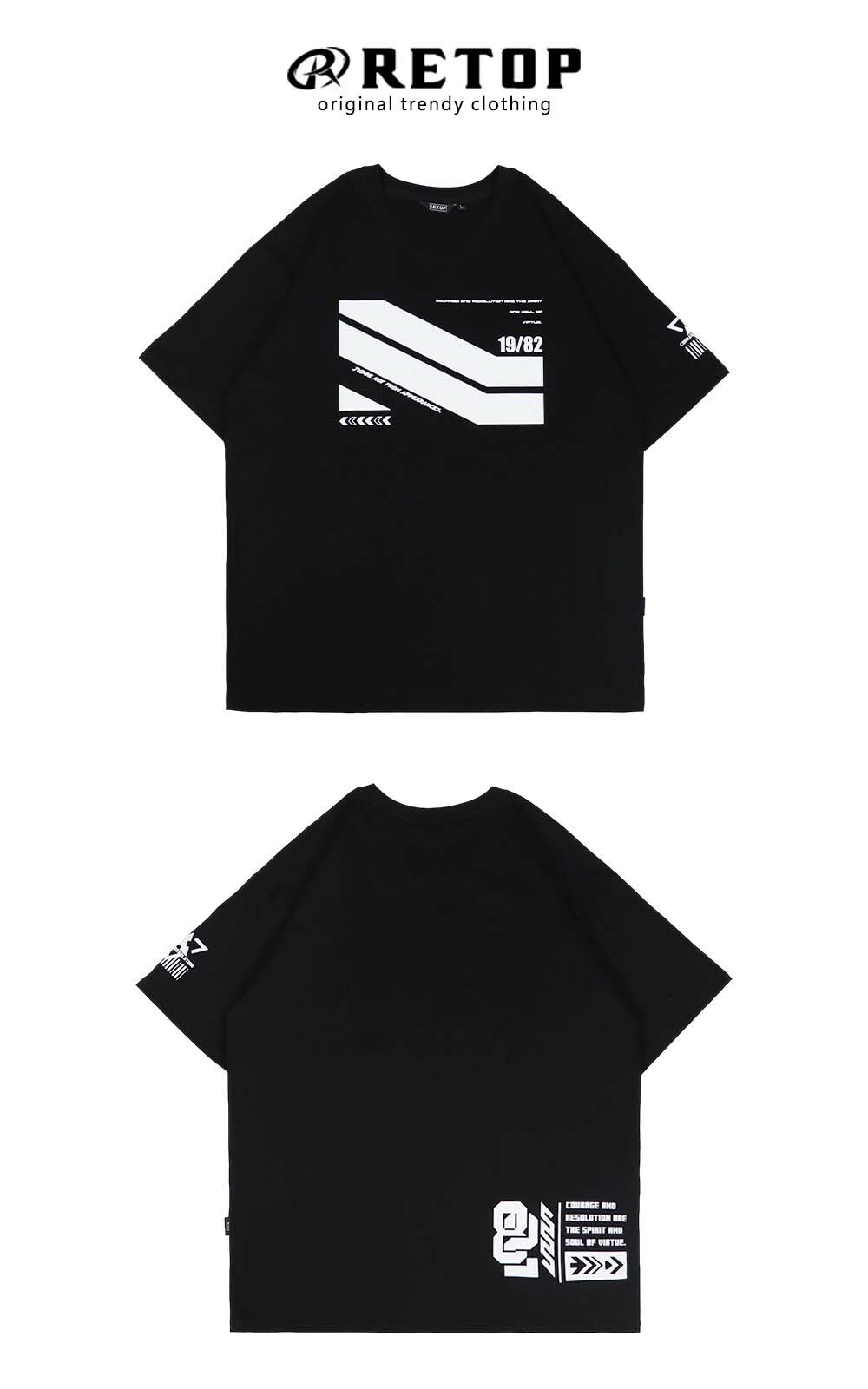 RETOP 賽博龐克 數碼未來寬版圓領T 黑