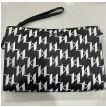 [S] KARL LAGERFELD LH3EJ6CH HOUSE MONOGRAM WRISTLET CROSSBODY,BLACK/WHITE, 196788987494 (SKL752)