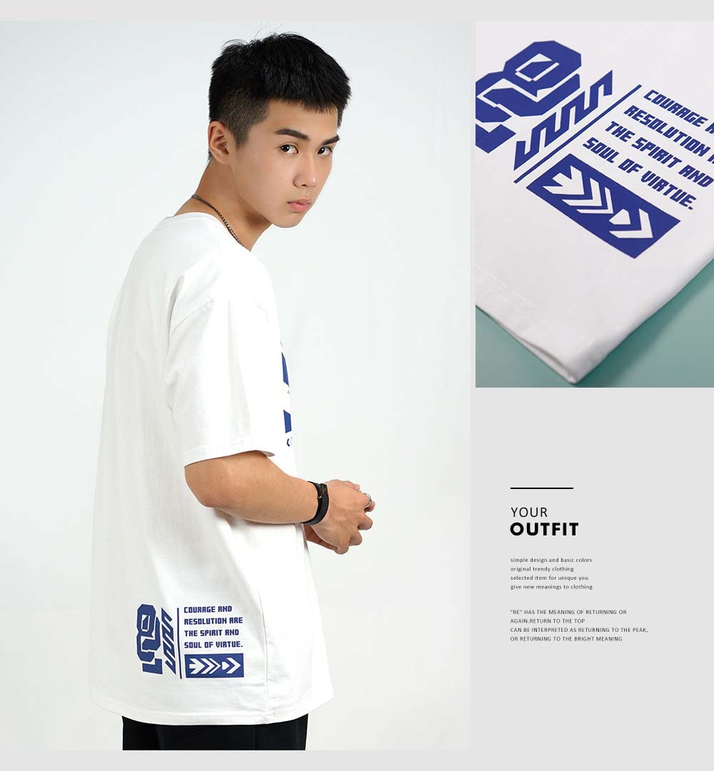 RETOP 賽博龐克 數碼未來寬版圓領T 白