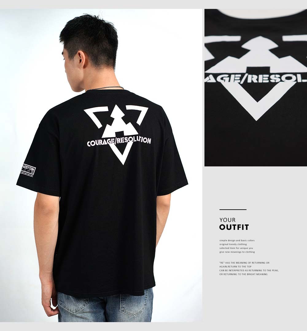 RETOP 賽博龐克 榮耀戰役寬版圓領T 黑