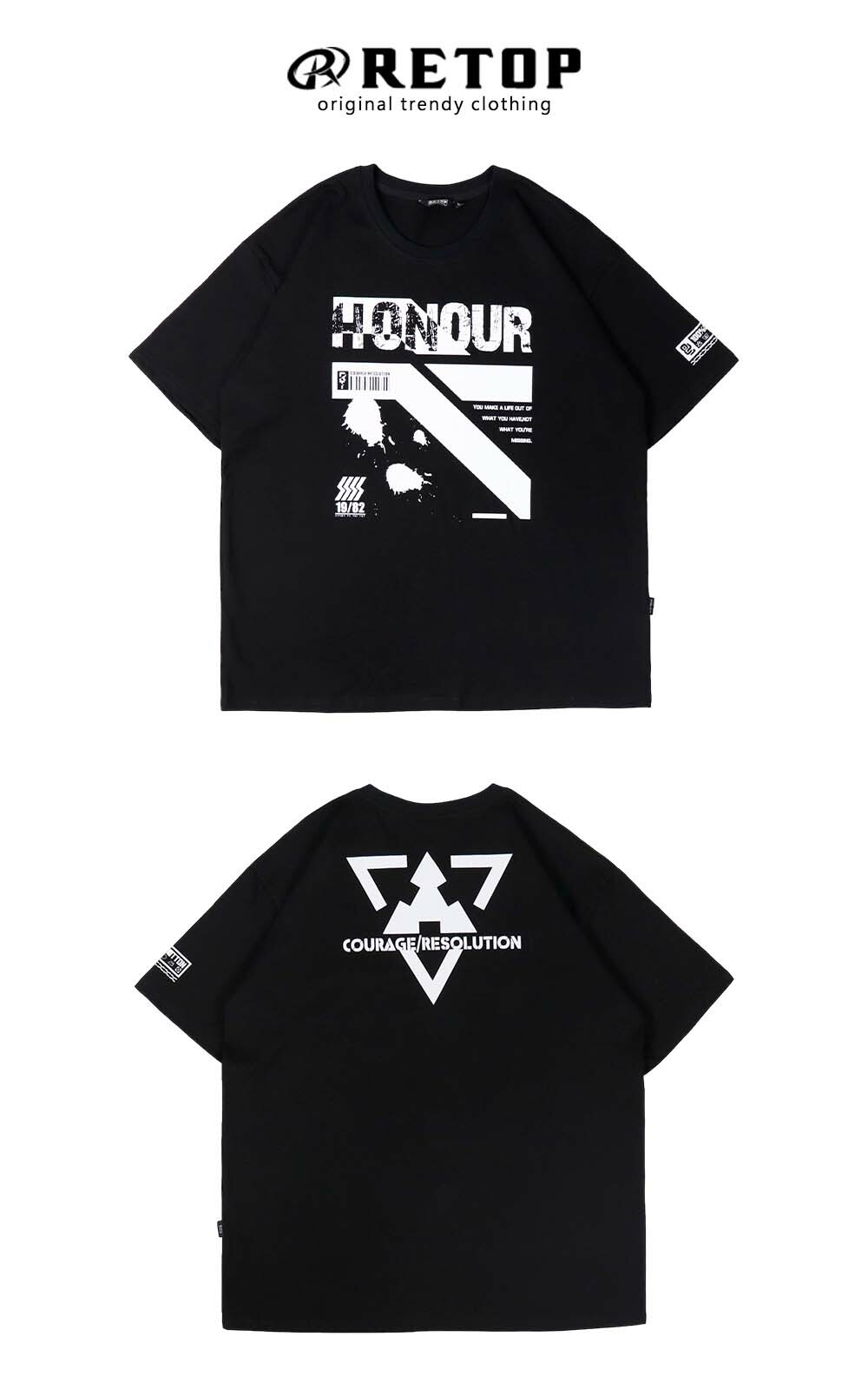 RETOP 賽博龐克 榮耀戰役寬版圓領T 黑