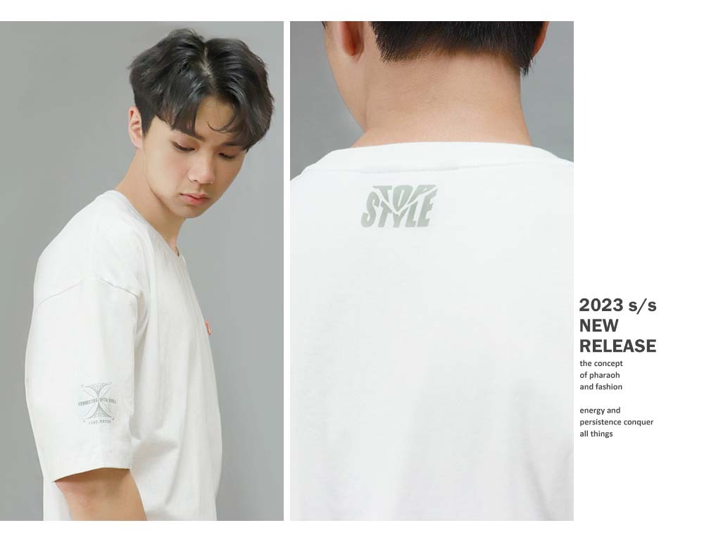 RETOP 工裝軍風 簡約風範口袋圓領T 白