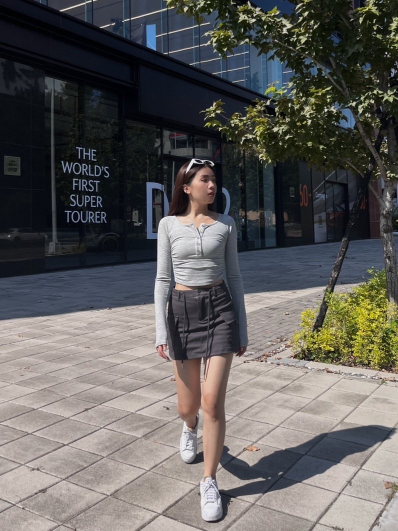 排扣圓弧長袖上衣(4色)