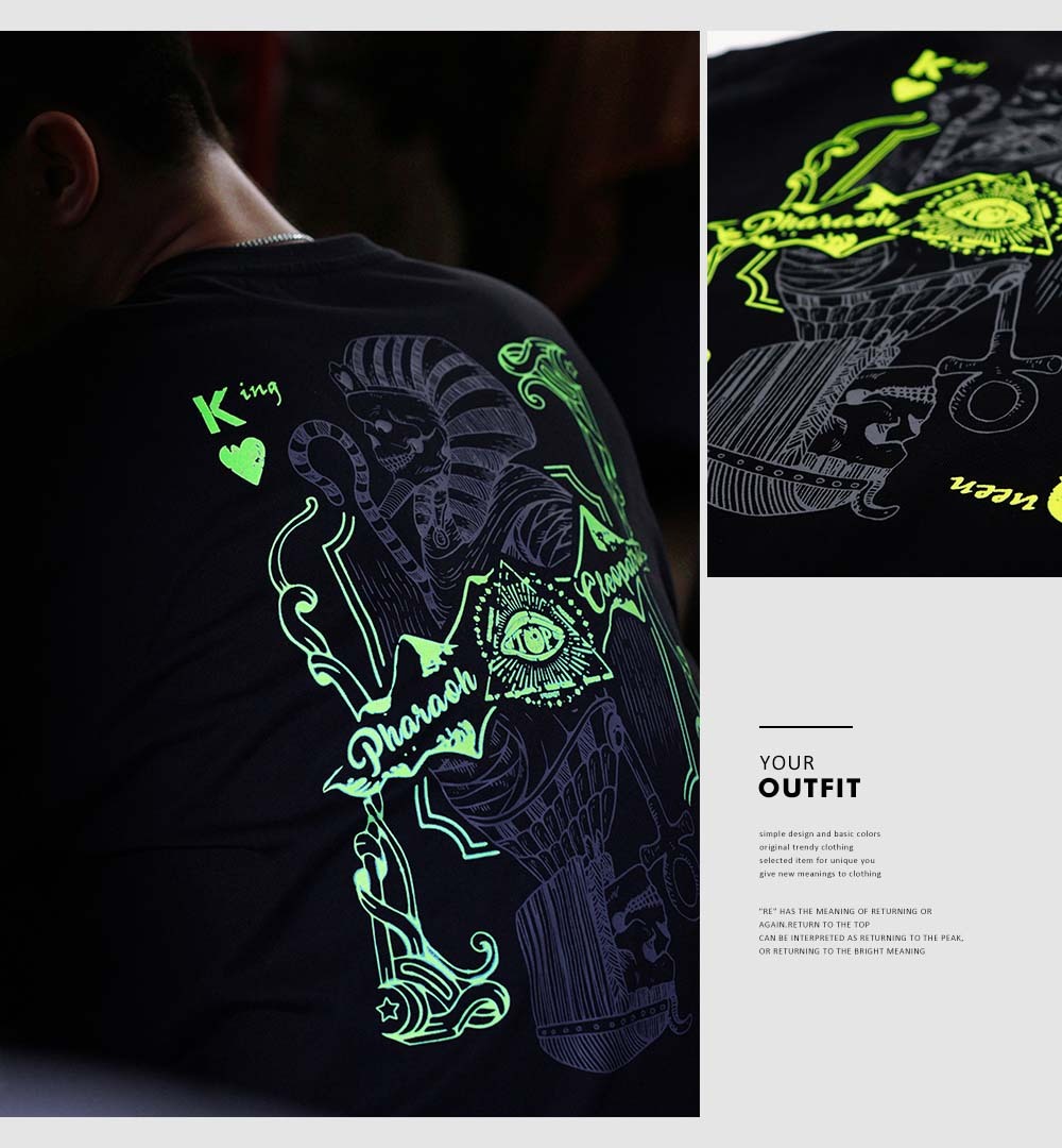 RETOP 撲克系列 法老神話夜光寬版T 黑