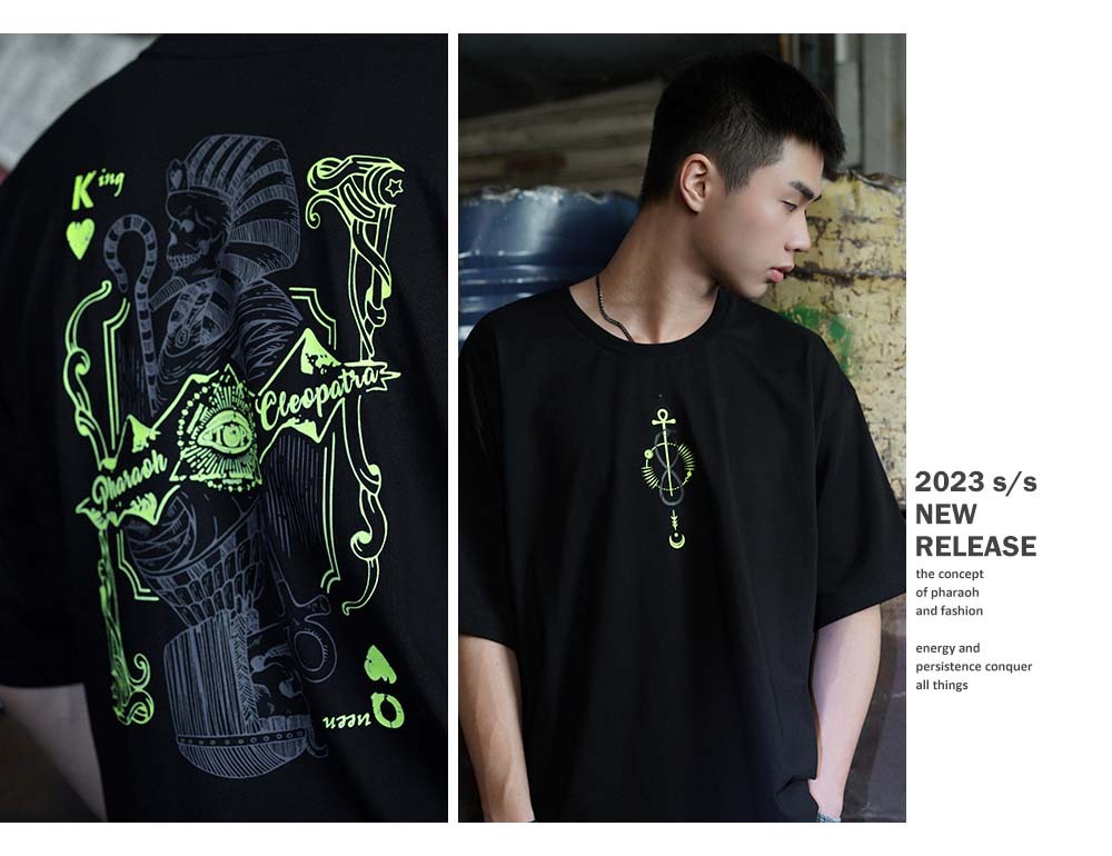 RETOP 撲克系列 法老神話夜光寬版T 黑