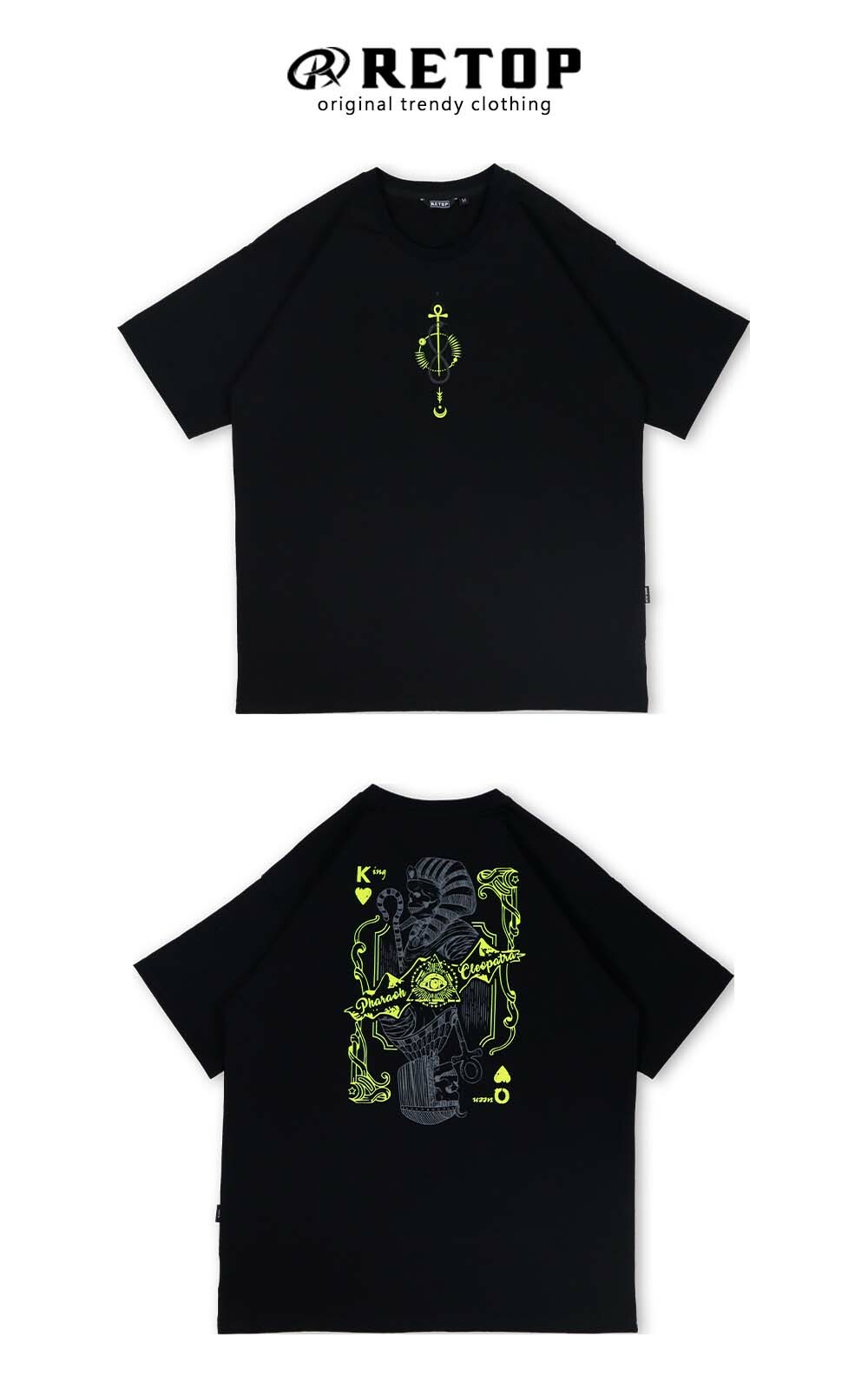 RETOP 撲克系列 法老神話夜光寬版T 黑