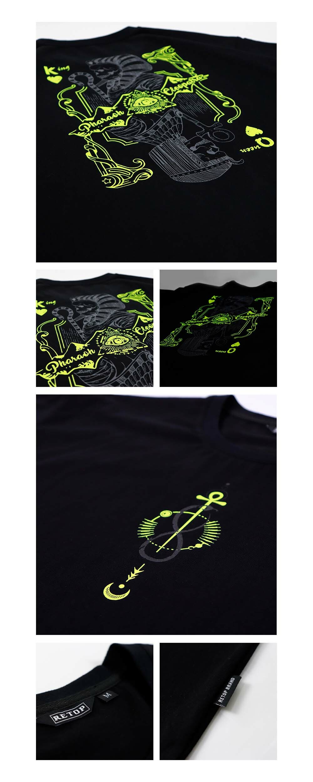 RETOP 撲克系列 法老神話夜光寬版T 黑