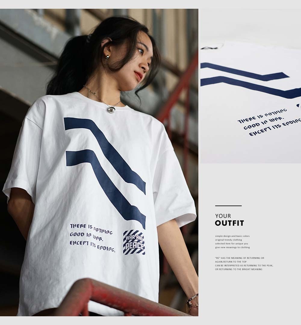 RETOP 賽博龐克 都市幾何寬版圓領T 白