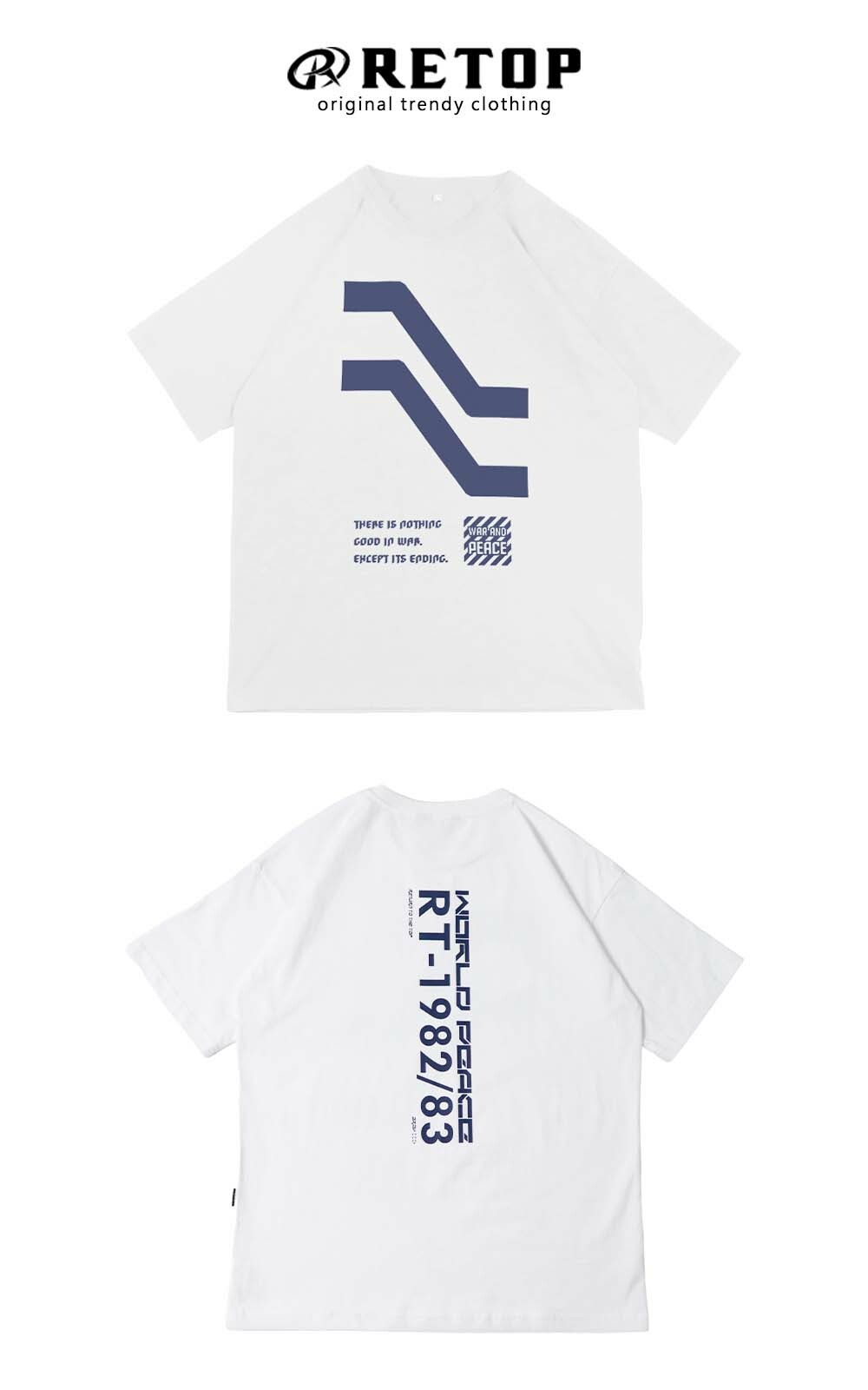 RETOP 賽博龐克 都市幾何寬版圓領T 白
