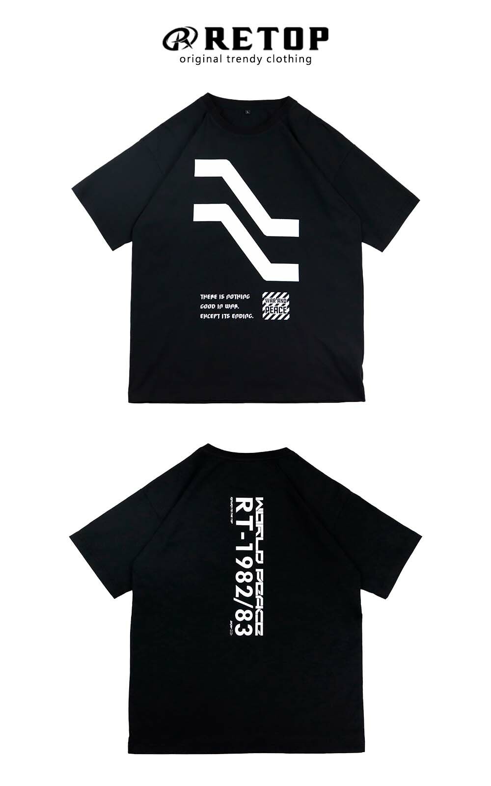 RETOP 賽博龐克 都市幾何寬版圓領T 黑