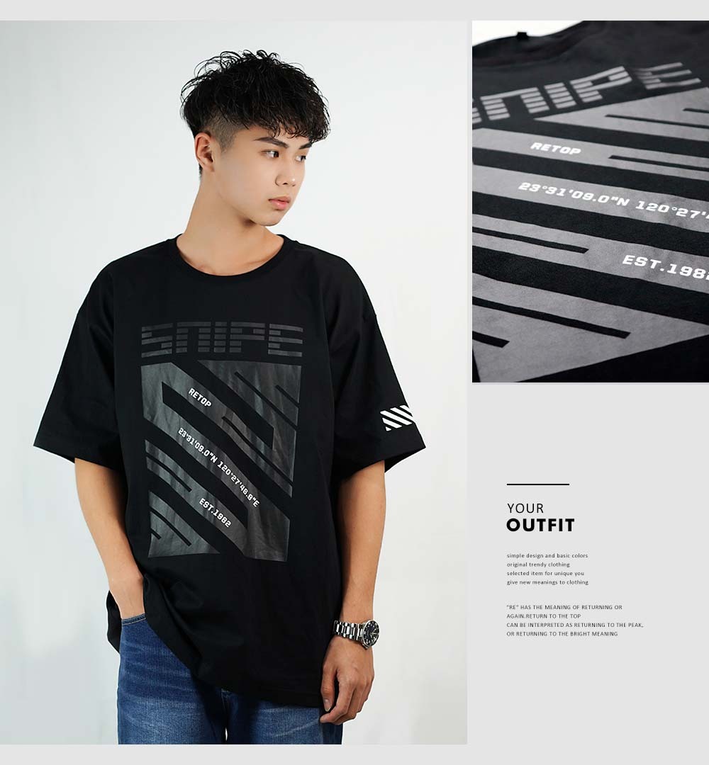 RETOP 賽博龐克 狙擊行動寬版圓領T 黑