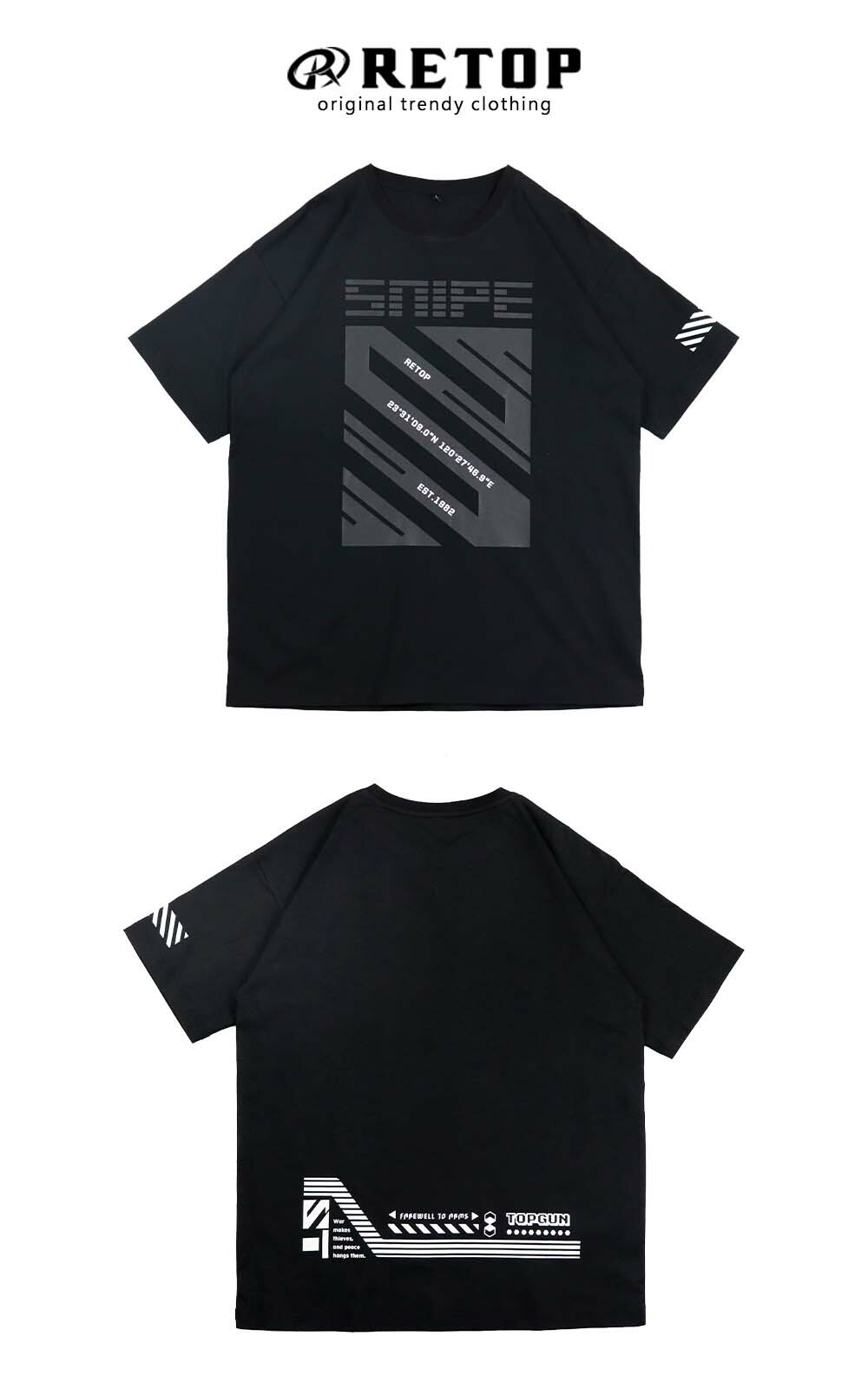 RETOP 賽博龐克 狙擊行動寬版圓領T 黑
