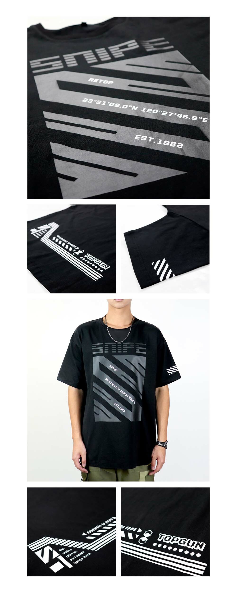 RETOP 賽博龐克 狙擊行動寬版圓領T 黑