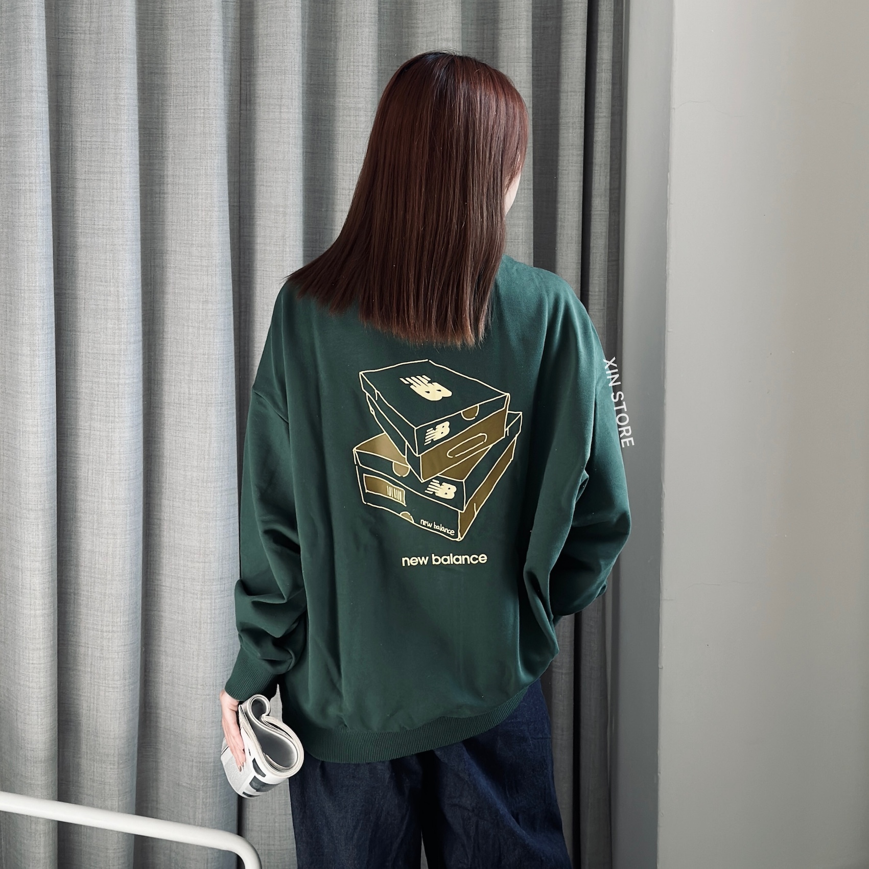 【現貨】New Balance NB 長袖 大學Tee Logo 鞋盒 插畫 撞色 三色