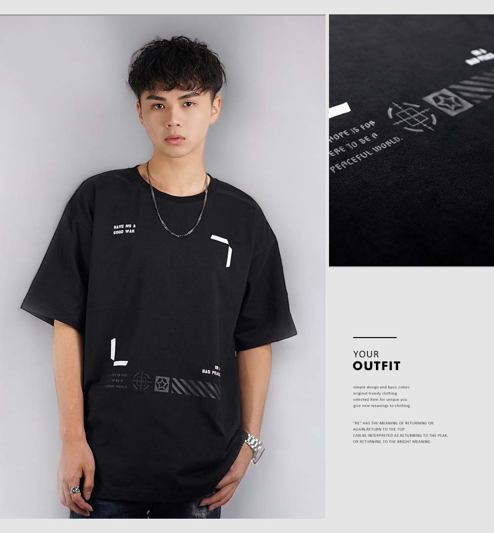 RETOP 賽博龐克 不滅戰意寬版圓領T 黑