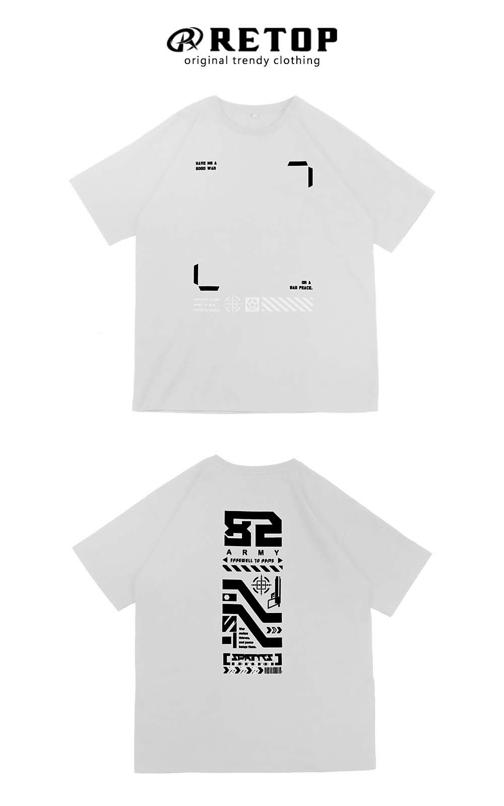 RETOP 賽博龐克 不滅戰意寬版圓領T 白
