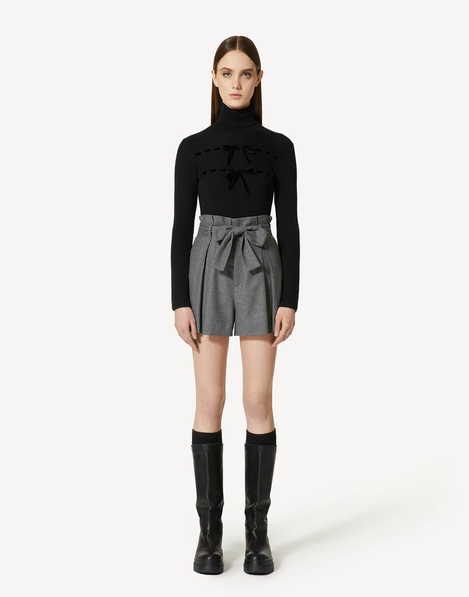 Red Valentino 蝴蝶結腰帶羊毛短褲裙