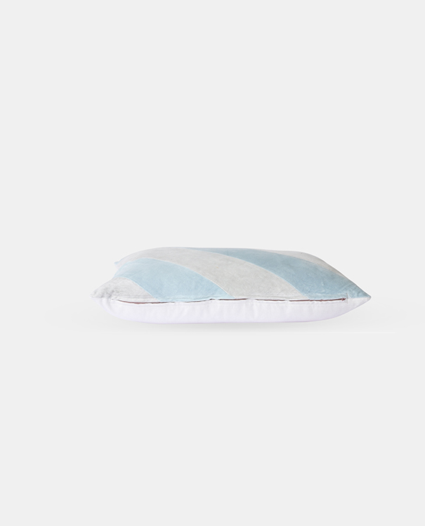 Striped Velvet Cushion Ice Blue 絨布條紋冰藍抱枕 - 5