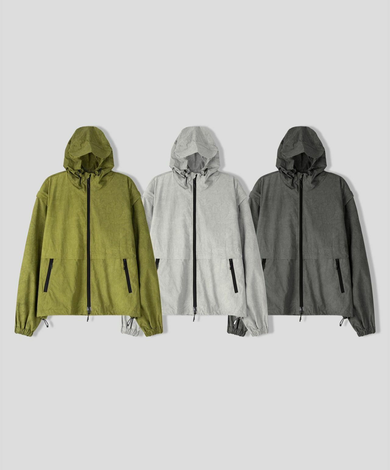 淨色拉鍊連帽外套(可拆袖變背心褸) EARN-022JK