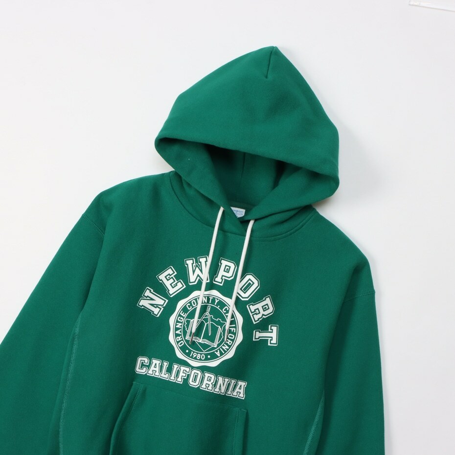 女款- 11.5oz重磅學院風寬版連帽長TEE-深綠色（CW-Y102-54C）