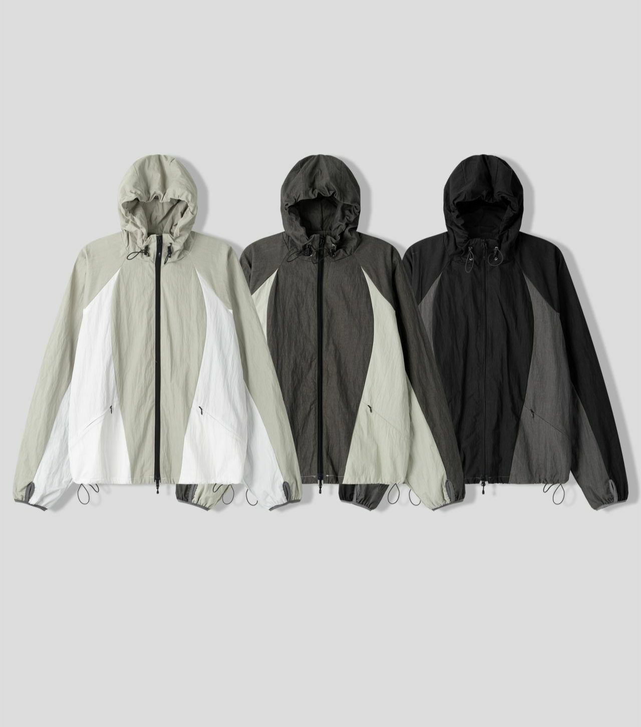 拼色拉鍊連帽外套 EARN-024JK