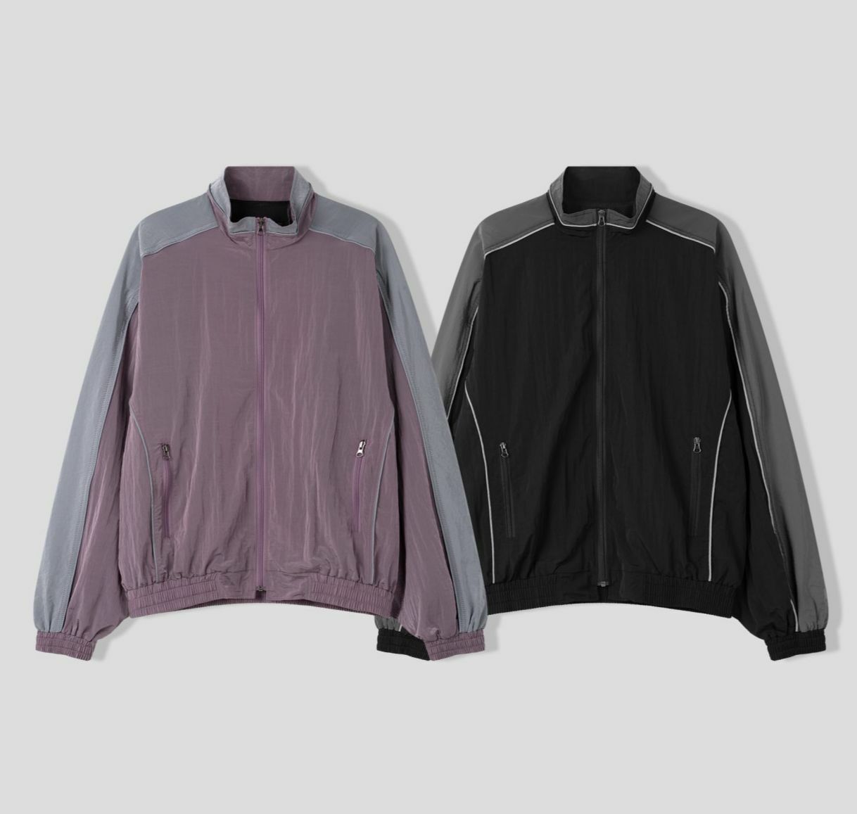 拼色企領拉鍊外套 EARN-025JK