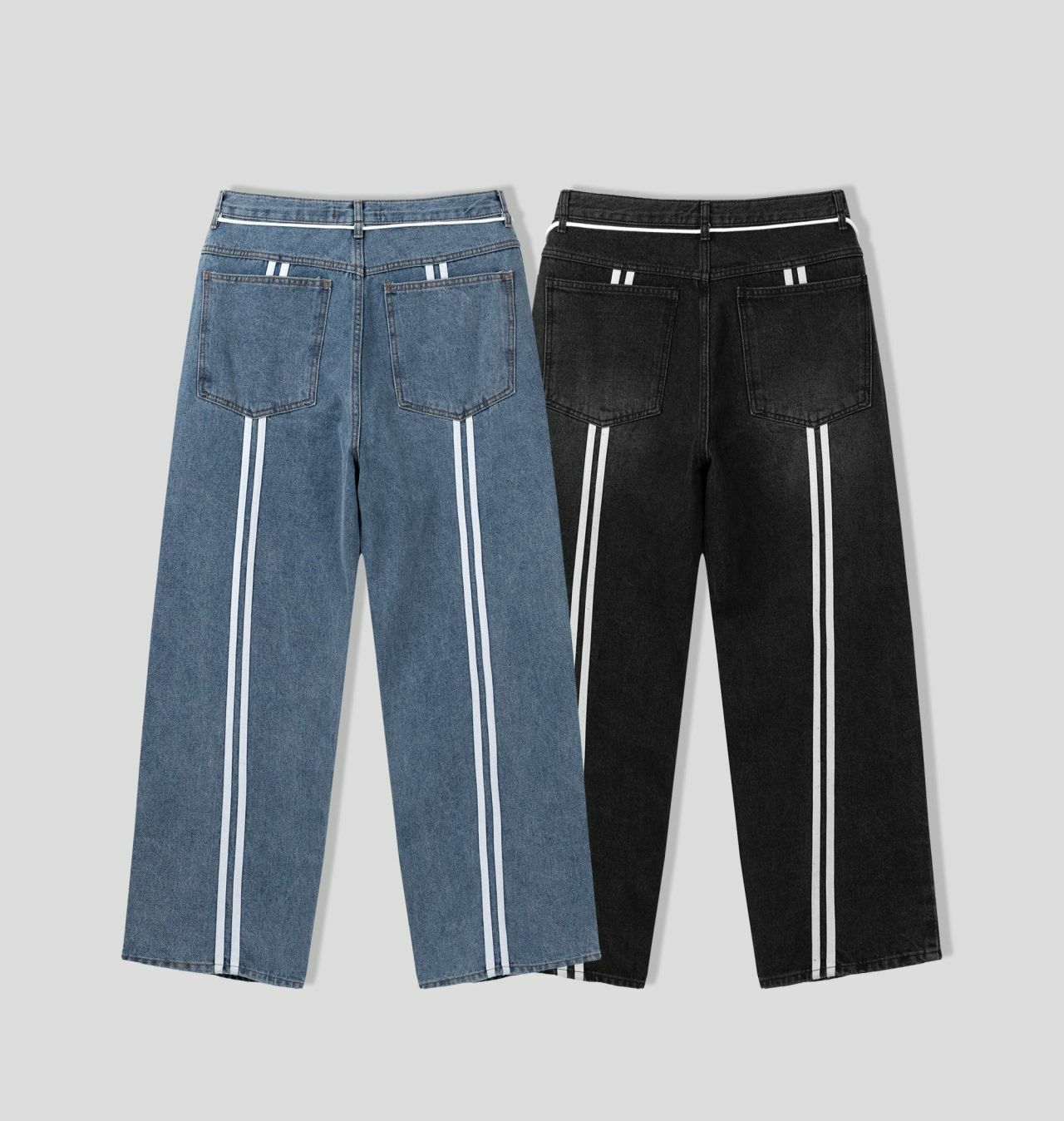 淨色雙間鬆身牛仔褲 EARN-028P