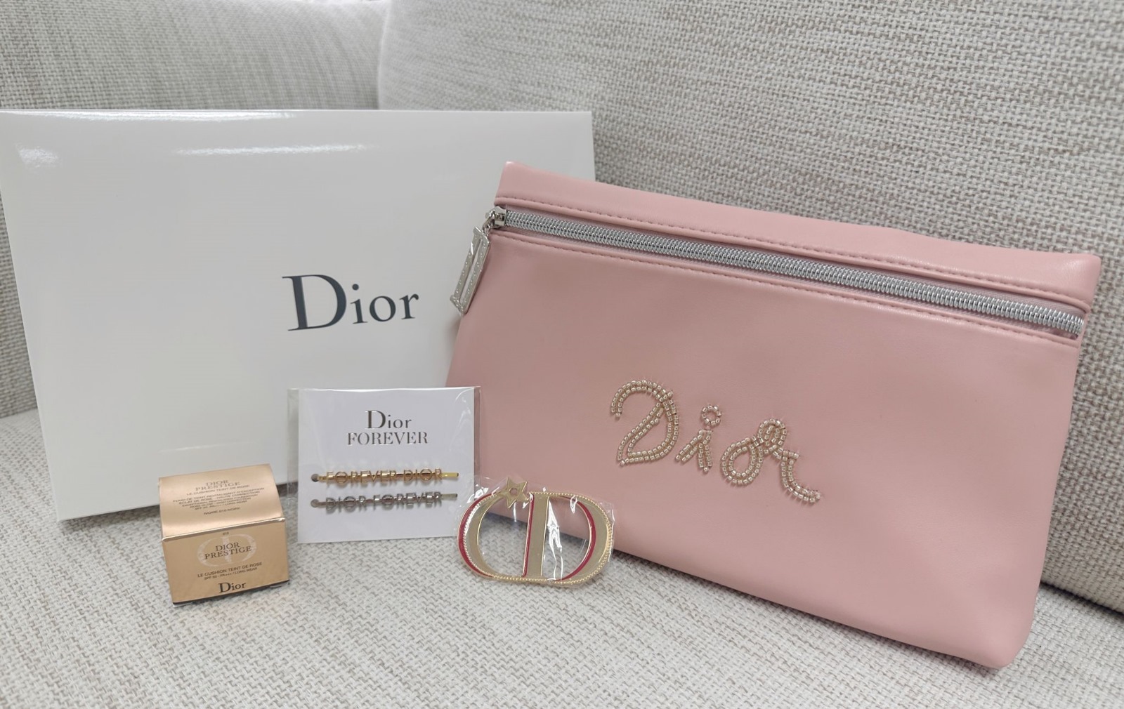 現貨💢Dior 粉紅色仿皮化妝袋套裝 -M