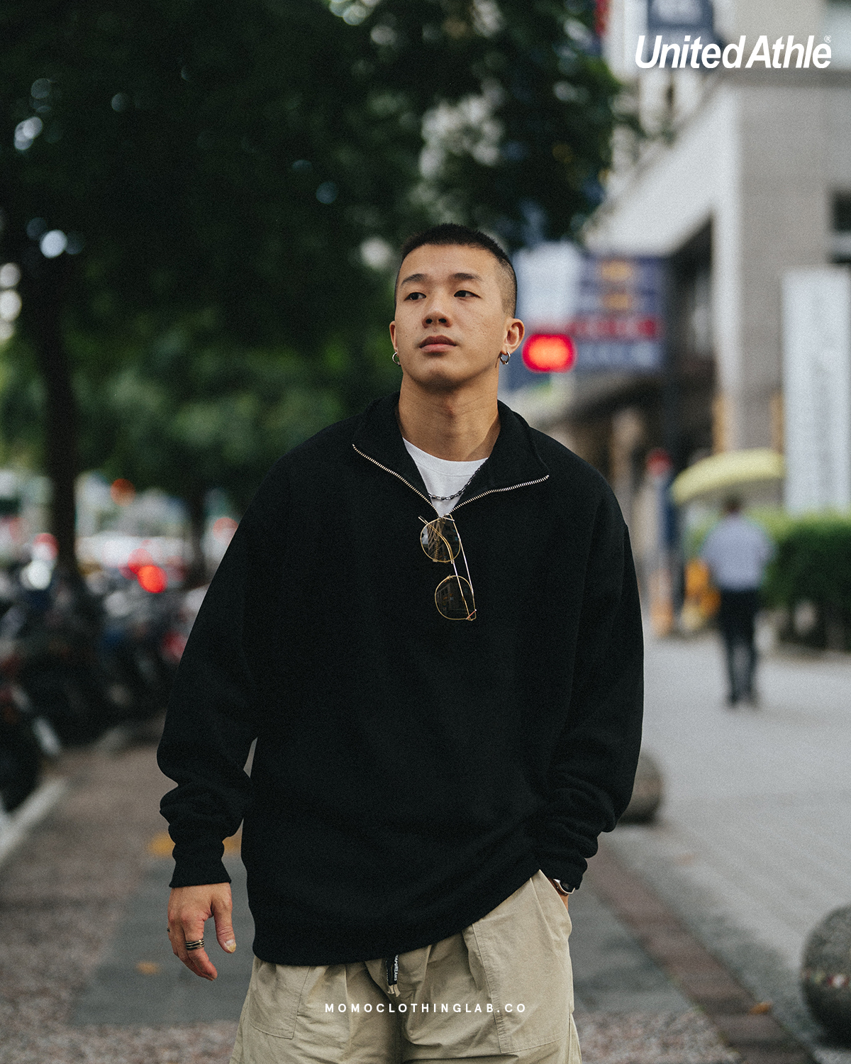 United Athle 10.0oz. T/C寬鬆半拉鍊運動衫 (內刷毛)  3578801  2色