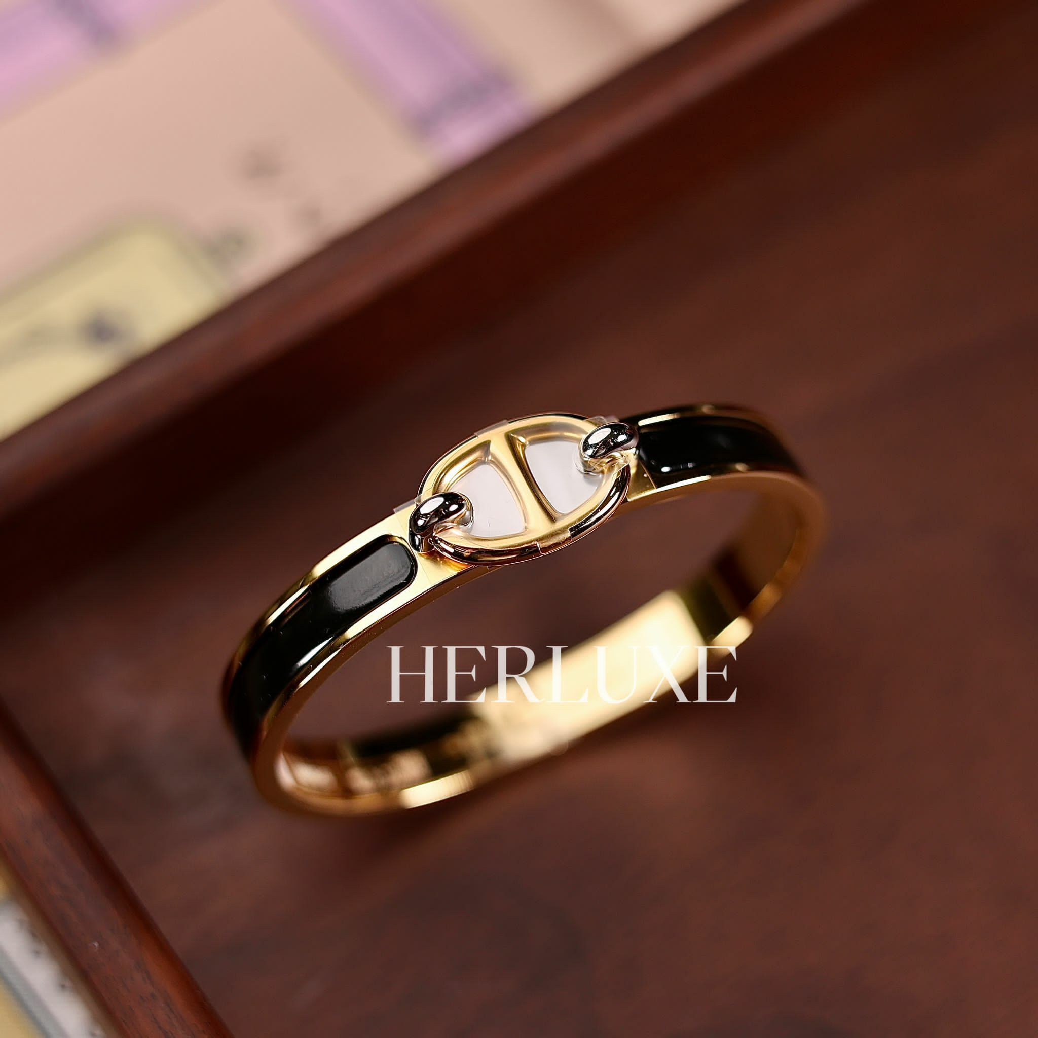 Mini clic chaine d’ancre bracelet pm noir cc