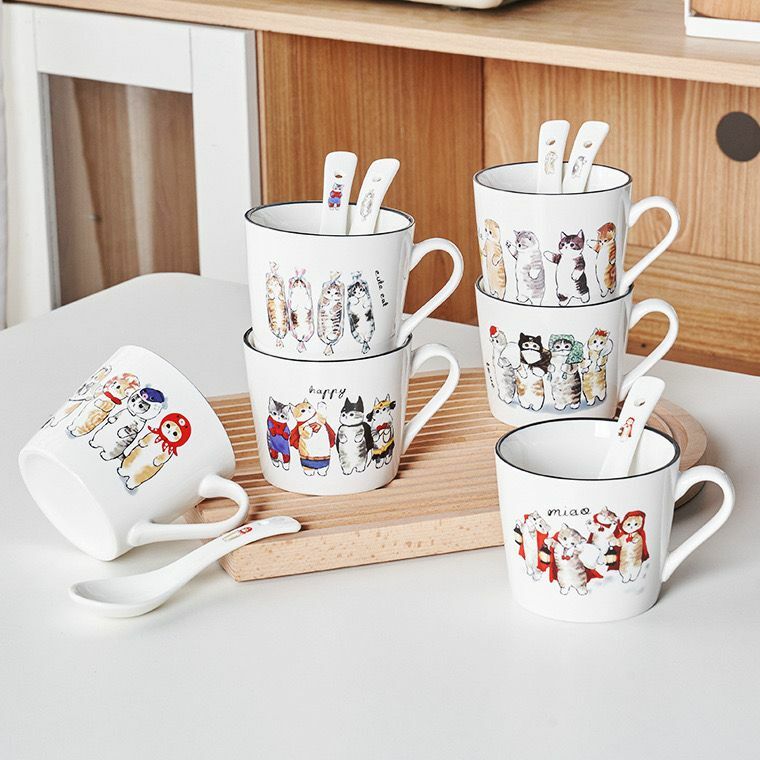 可愛貓喵陶瓷杯連湯勺