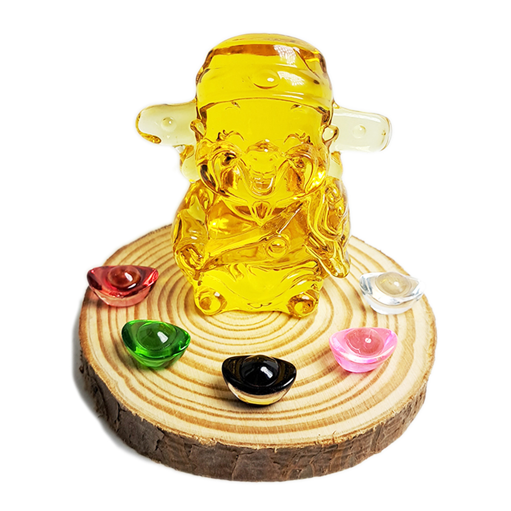 如意財神爺{七彩琉璃元寶}招財陣 高6公分【十方】152622