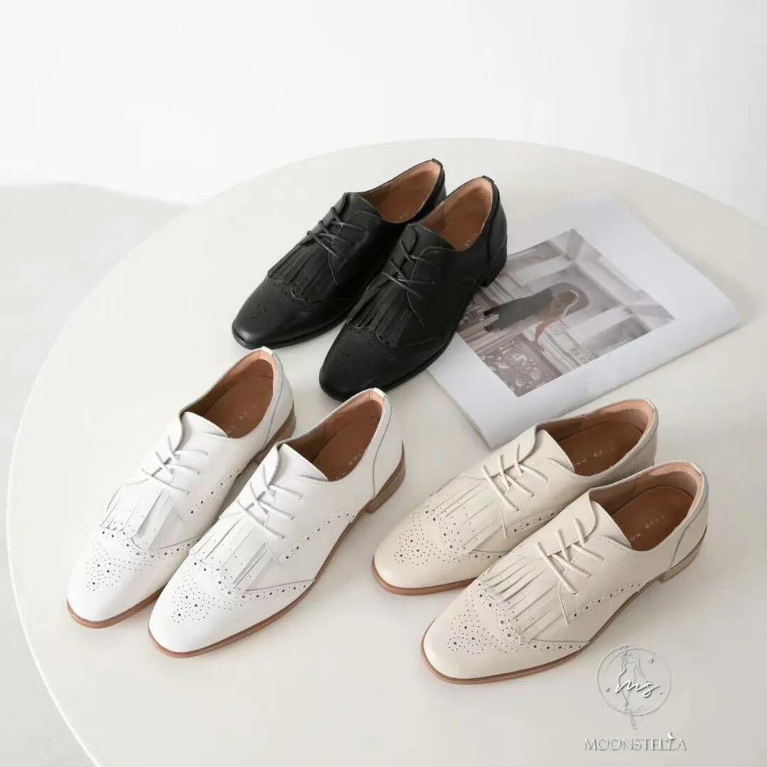 淺口流蘇牛津真皮