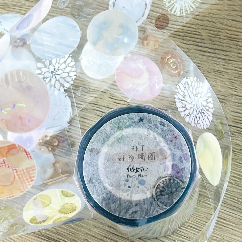 仙女丸Fairy Maru．好多圈圈 4cm貝殼光亮面PET膠帶 <整捲/分裝>