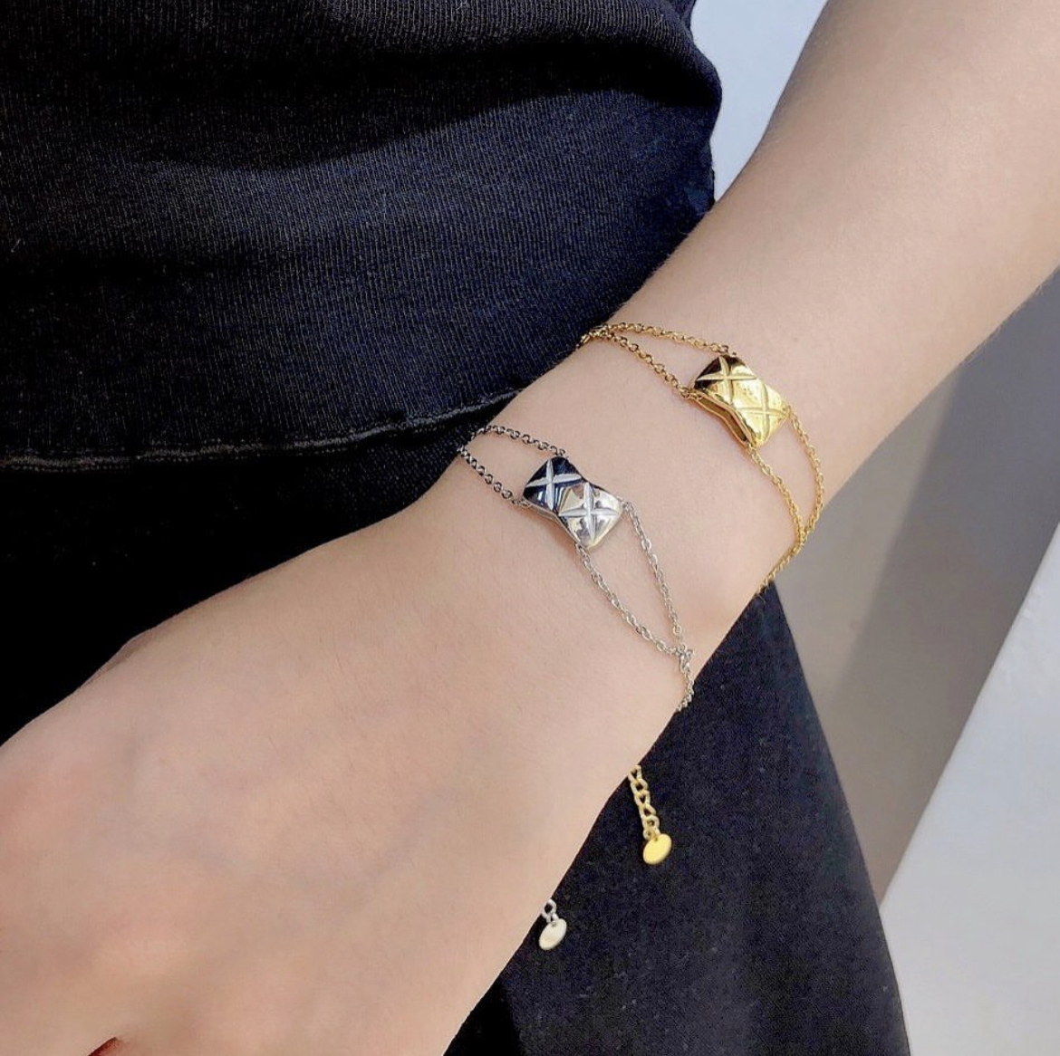 香奶奶經典菱格扣 金銀翻玩手鍊