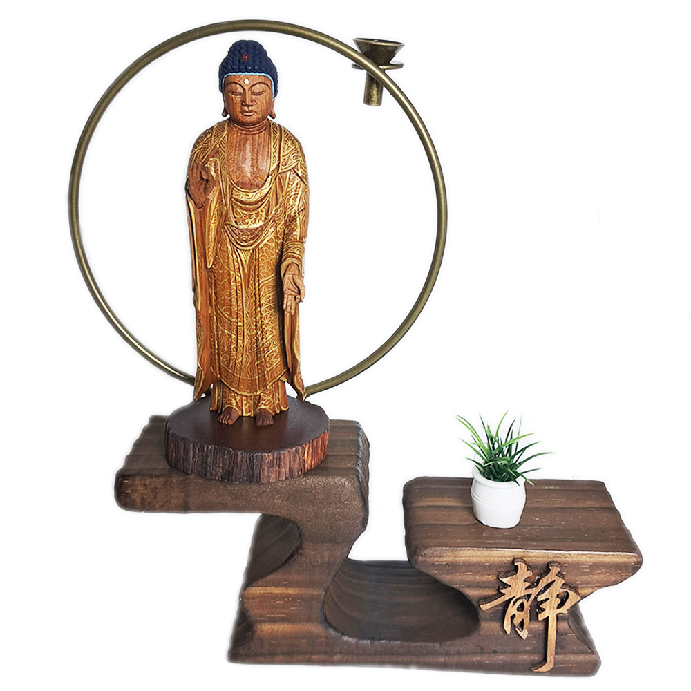 阿彌陀佛{台灣肖楠木}倒流香座  22公分 【十方】152495