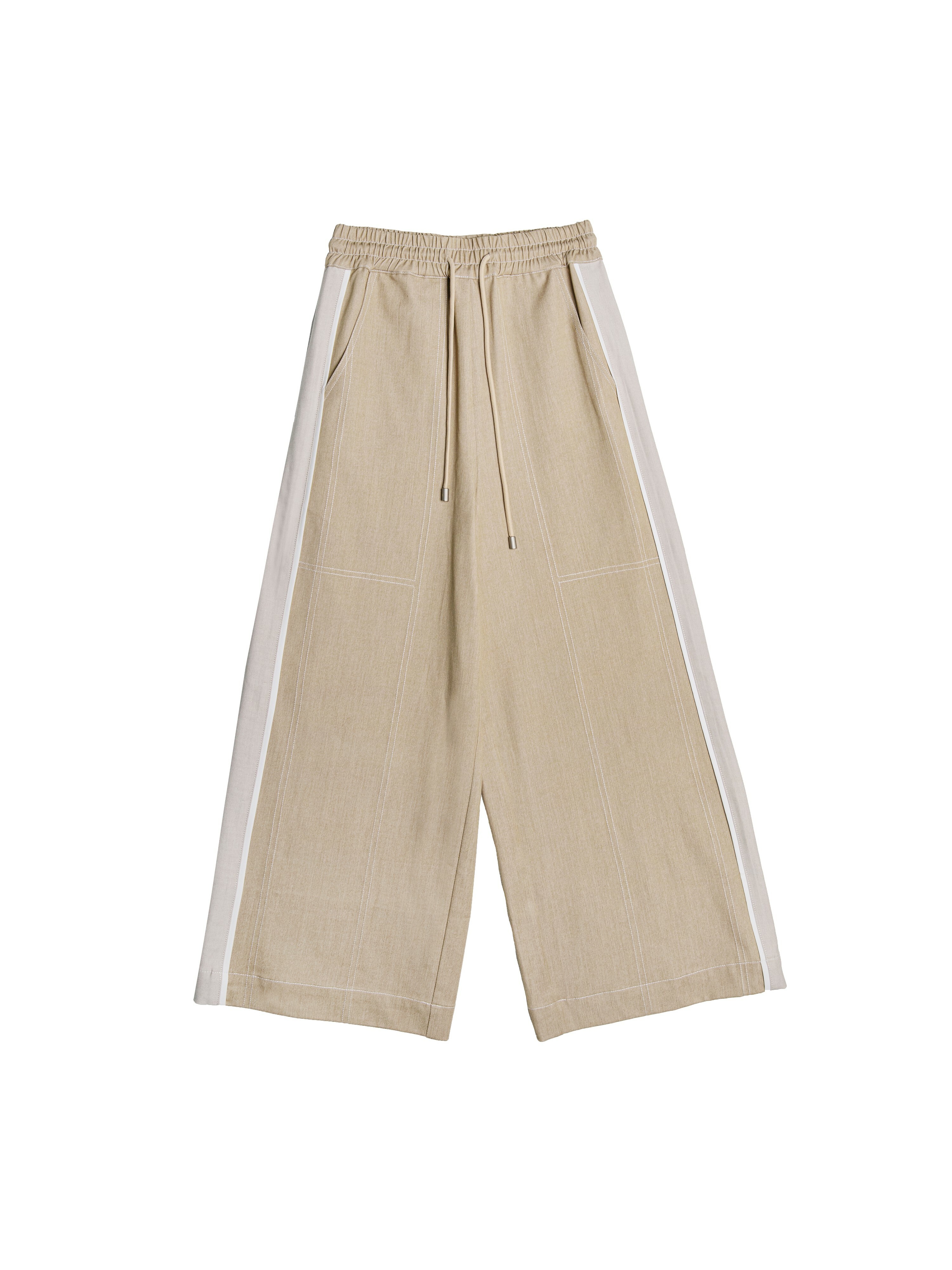 Patchwork pants with contrast color stitching - B202D